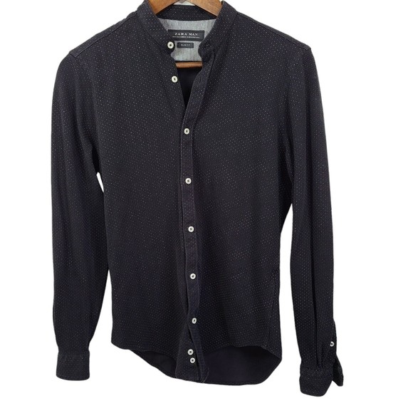 Zara Shirts Zara Man Black Polka Dot Long Sleeve Button Down Shirt